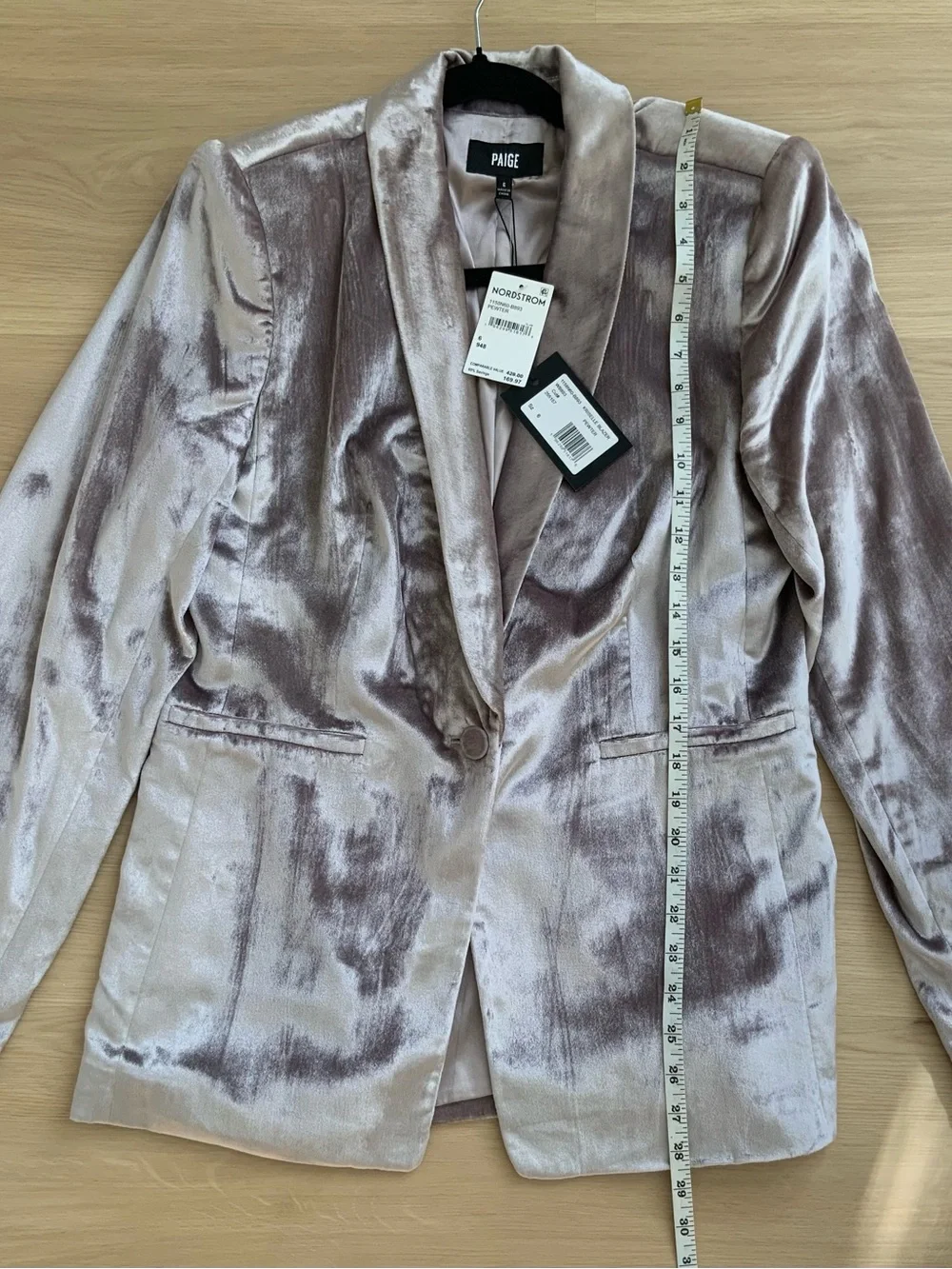 PAIGE Velvet Blazer in Light Pewter - Picture 7 of 10